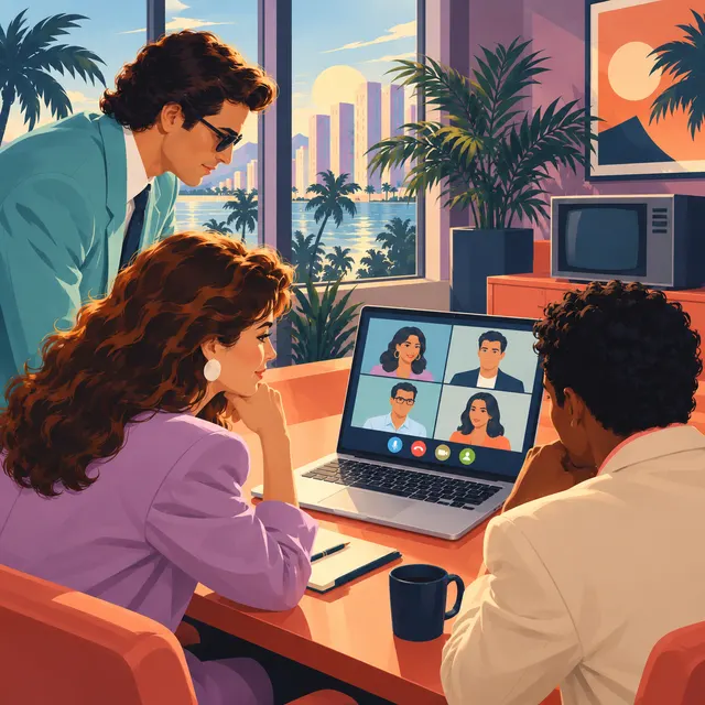 Growth marketing team meeting remote colleagues on a laptop video call in a sunlit office